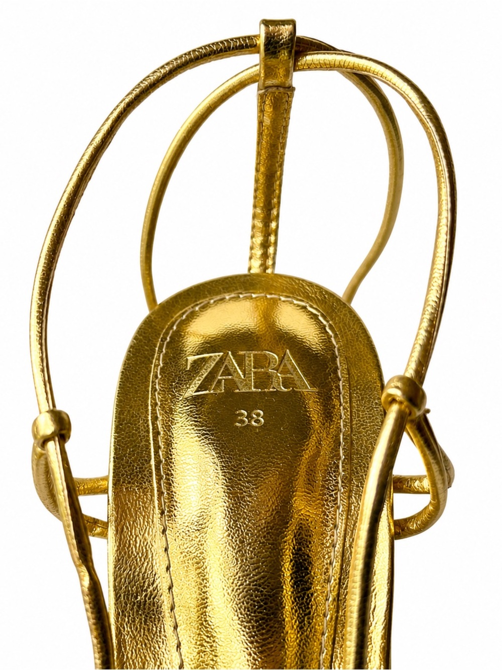 ZARA | Gold, Lace-up, Metallic, Stiletto Heels, Pointed Toe | Women’s Size: 38 - Picture 5 of 6